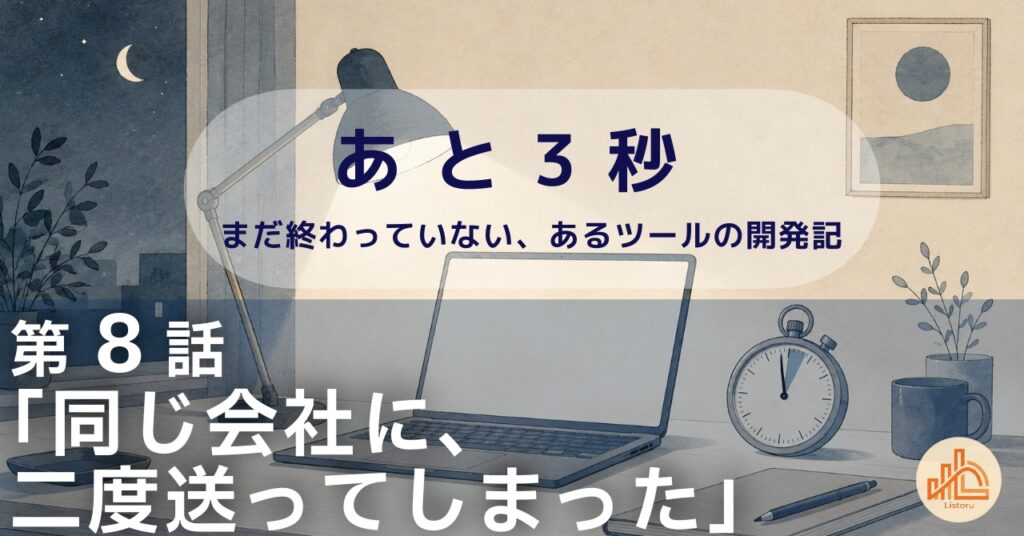 リストル：フォームリーチツール開発奮闘記　あ と 3 秒― まだ終わっていない、あるツールの開発記 ―第8話「同じ会社に、二度送ってしまった」