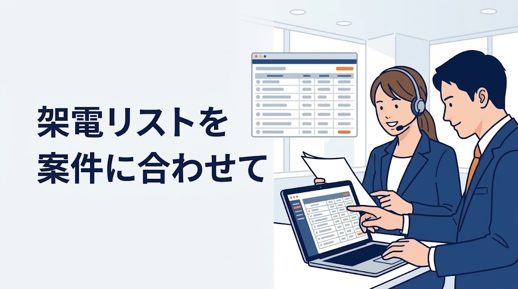 案件の条件に合わせて架電リストを確認するテレアポ代行会社の担当者。